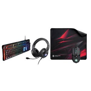 【グリーンハウス GreenHouse】グリーンハウス GH-GMSETA ゲーミングKB マウス ヘッドセット マウスバッド 4点セット