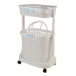 【パール金属】パール金属 ベルフィ ランドリーバスケット2段 ホワイト H-6985