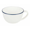 【パール金属 Pearl】パール金属 渕彩 クリーンコート スープカップ ホワイト & ネイビー K-6339