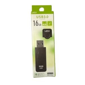 LAZOS L-US16-CPB USBメモリ 16GB USB3.0 キャップ式 ブラック