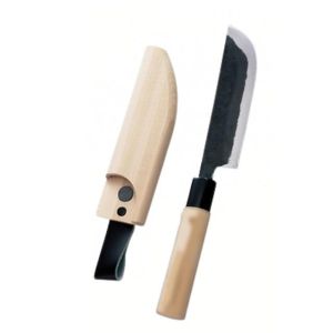 【豊稔企販】豊稔企販 HT-6791 細巾黒打収穫 包丁 木サヤ入り 150mm