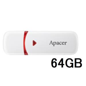 【Apacer】Apacer USBメモリ AP64GAH333W-1 USB 2.0 64GB ホワイト キャップ式 白