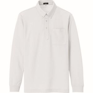 【アイトス】アイトス 10598-001-L 吸汗速乾 クールコンフォート 長袖ボタンダウンポロシャツ 男女兼用 ホワイト Lサイズ