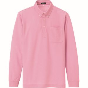 【アイトス】アイトス 10598-160-L 吸汗速乾 クールコンフォート 長袖ボタンダウンポロシャツ 男女兼用 ピンク Lサイズ