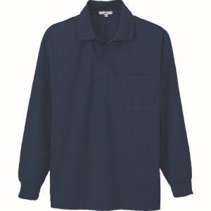 【アイトス】アイトス 10600-008-L 吸汗速乾 クールコンフォート ペン差し付長袖ポロシャツ 男女兼用 ネイビー Lサイズ
