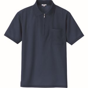 【アイトス】アイトス 10581-008-LL 吸汗速乾 クールコンフォート 半袖ジップポロシャツ 男女兼用 ネイビー LLサイズ