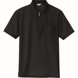 【アイトス】アイトス 10581-010-M 吸汗速乾 クールコンフォート 半袖ジップポロシャツ 男女兼用 ブラック Mサイズ