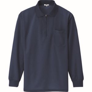 【アイトス】アイトス 10580-008-SS 吸汗速乾 クールコンフォート 長袖ジップポロシャツ 男女兼用 ネイビー SSサイズ