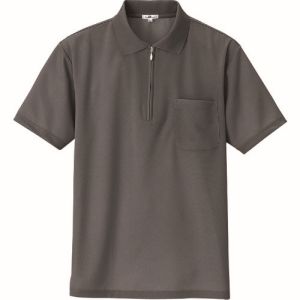 【アイトス】アイトス 10581-044-S 吸汗速乾 クールコンフォート 半袖ジップポロシャツ 男女兼用 チャコールグレー Sサイズ