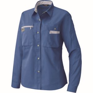 【アイトス】アイトス 5329-006-17 レディース長袖シャツ 薄地 ブルーxシルバーグレー 17