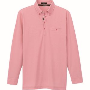 【アイトス】アイトス 7665-160-LL 部屋干しボタンダウン長袖ポロシャツ 男女兼用 ピンク LLサイズ