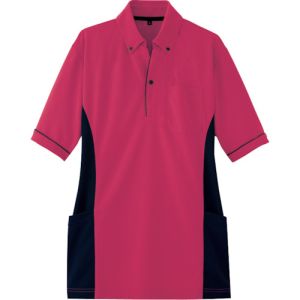 【アイトス】アイトス AZ7679-139-L サイドポケット半袖ポロシャツ 男女兼用 ローズ Lサイズ