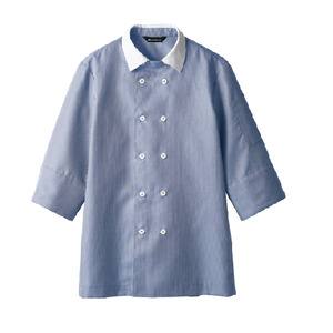 【住商モンブラン】住商モンブラン WC2631-4 シャツ 兼用7分袖 ブルーチェック 白 S 男女兼用