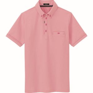 【アイトス】アイトス 7667-160-5L 部屋干しボタンダウン半袖ポロシャツ 男女兼用 ピンク 5Lサイズ