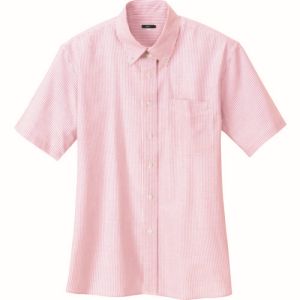 【アイトス】アイトス 7873-160-L レディース半袖オックスボタンダウンシャツ ピンクストライプ Lサイズ
