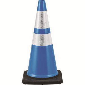 【日本緑十字社】緑十字 116304 カラーコーン 青/白反射シート PVCコーン-BLH 高さ:710mm ベース:360mm..