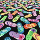 送料無料！！michael miller USA1131 FLIP FLOPS 50cm×110cm幅 輸入生地 USAコットン メーカー直送 代引不可 北海道沖縄離島不可