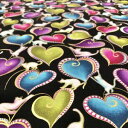 送料無料!!【BENARTEX】BENARTEX USA1003 Hearts and Cats Black/Multi 100cm×110cm幅 輸入生地 U...