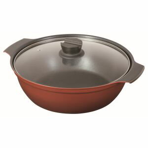 【パール金属 Pearl】パール金属 旨味 ふっ素加工 IH対応 ガラス 蓋付 卓上鍋 28cm HB-6966