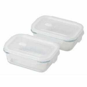 【パール金属 Pearl】パール金属 キッチンメイト ガラス保存容器 角型 380ml 2個セット HC-26