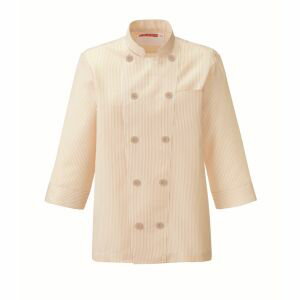 【カゼン KAZEN】カゼン 681-32 コックシャツ ベージュストライプ SSサイズ KAZEN