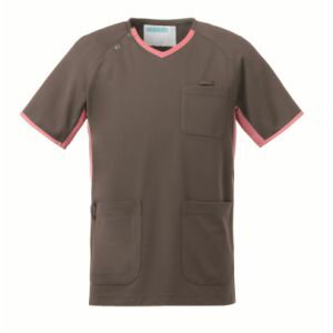 【カゼン KAZEN】カゼン 983-13 スクラブ 男女兼用 グレー×ピンク SSサイズ KAZEN