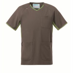 【カゼン KAZEN】カゼン 983-12 スクラブ 男女兼用 グレー×カーキ 4Lサイズ KAZEN