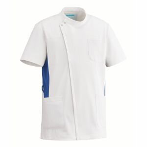 【カゼン KAZEN】カゼン 057-21 メンズジャケット半袖 ホワイト×ブルー Sサイズ KAZEN