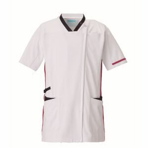 【カゼン KAZEN】カゼン 998-15 スクラブジャケット半袖男女兼 ホワイト×ネイビー×プラム 5Lサイズ KAZEN