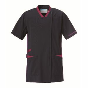 【カゼン KAZEN】カゼン 998-47 スクラブジャケット半袖男女兼 ネイビー×プラム×バイオ 5Lサイズ KAZEN