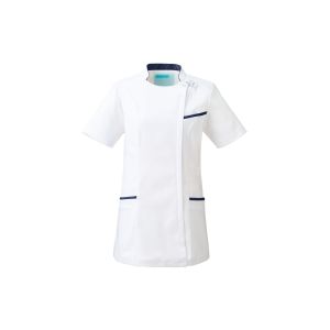 【カゼン KAZEN】カゼン KZN700-18 レディスジャケット半袖 ホワイト×ネイビー Mサイズ KAZEN