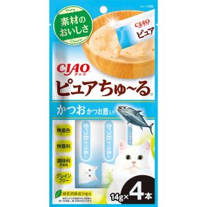 ちゅるっと出して舐めるだけで簡単に水分補給、栄養補給が可能。着色料・香料・甘味料・調味料不使用。素材そのままの美味しさを味わえます。おやつとして与えるだけでなく、普段のごはんに混ぜたり、お薬の服用時など使用用途は様々。グレインフリーで穀物アレルギーの猫ちゃんにも配慮。緑茶消臭成分配合(緑茶エキスが腸管内の内容物の臭いを吸着し、糞・尿臭を和らげます)【原材料】かつお、かつお節、ツナエキス、増粘安定剤(加工でん粉、増粘多糖類)、ビタミンE、緑茶エキス【保証成分】たんぱく質7.0%以上、脂質0.4%以上、粗繊維0.1%以下、灰分1.2%以下、水分91.0%以下【エネルギー】約7kcal/本【給与方法】1日4本を目安におやつとしてお与えください。【賞味期限】24ヶ月【原産国または製造地】タイ【広告文責】ハーマンズ株式会社03-3526-5222【製造販売元】いなばペットフード 株式会社【生産国】タイ【商品区分】猫用スナックペットフード(食品)賞味(消費)期限について最新の賞味(消費)期限でのお届けが出来るように、ご注文分を都度メーカーや問屋から最新在庫を取寄せし出荷しています。賞味(消費)期限のお問い合わせや指定はこのような都合上お受け致しかねております。また商品によってはメーカーにより期限の設定が無い場合がございます。こちらの商品は、メーカーでの長期欠品や生産終了を理由に、ご注文をキャンセルさせて頂く場合がございますので、あらかじめご了承願います。初期不良、修理につきましては、メーカーへ直接ご依頼するよう御願いします。