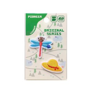 【パイオニア】パイオニア ワッペン トンボ&麦わら帽子2枚入 シール アイロン両用タイプ RG380-25069