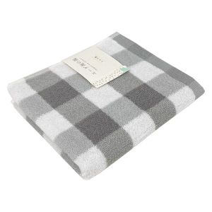 【林】林 フェイスタオル エーゲ海産コットン ベイチェック グレー FI700329