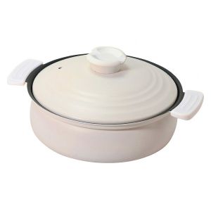 【パール金属】パール金属 軽量ふっ素加工IH対応土鍋風卓上鍋 20cm ホワイト HC-0460