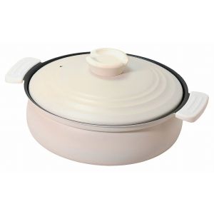 【パール金属】パール金属 軽量ふっ素加工IH対応土鍋風卓上鍋 24cm ホワイト HC-0461