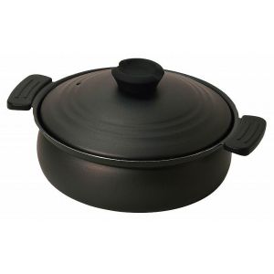 【パール金属】パール金属 軽量ふっ素加工IH対応土鍋風卓上鍋 20cm ブラック HC-0464