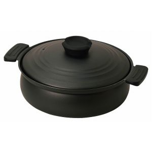 【パール金属】パール金属 軽量ふっ素加工IH対応土鍋風卓上鍋 24cm ブラック HC-0465