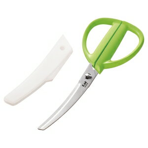 【貝印 kai】貝印 DH8003 KK カーブキッチンバサミ キャップ付き グリーン