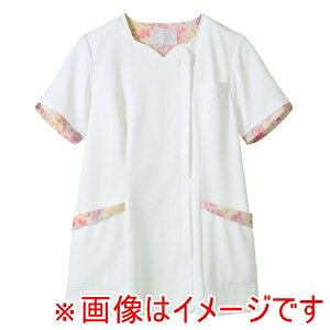 【住商モンブラン】住商モンブラン LW604-12 スクラブ レディス 半袖 オフホワイト／ピンク L