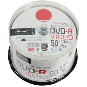 ハイディスク TYDR12JCP50SP 録画用DVD-R 約120分 50枚 16倍速 TYコード CPRM 磁気研究所