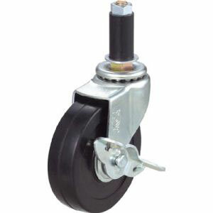 【ユーエイキャスター YUEI】ユーエイキャスター LTF-75RHS-22 ゴムパイプ22径差込みキャスターS付自在車 75径ゴム車輪