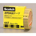 【スリーエム 3M】スリーエム 3M 665-3-24 透明両面テープ ライナーなし 24mm×35m 巻芯径76mm