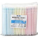 【大和物産】大和物産 商売繁盛 まがるカラーストロー ポリ完封 500本