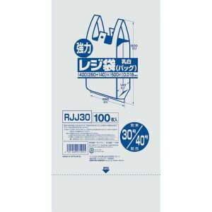 【ジャパックス JAPACK’S】ジャパックス RJJ-20 業務用 強力 レジ袋 100枚入 乳白色 関東 20号 関西 35号