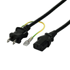 【バッファロー BUFFALO】電源ケーブル 3ピンソケット(メス)⇔2ピンプラグ(オス) 2.0m ブラック BSACC06..