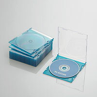 厚さ約5mmのスリムタイプ。コンパクトに収納できるスリムタイプのBlu-ray/DVD/CDケース。エレコム ELECOM CD/DVDスリムプラケース/1枚収納/10パック/クリアブルー CCD-JSCS10CBU