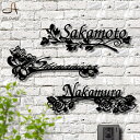 表札 ステンレス【選べる華やかなデザイン3種類】アイアン風 ブラック シルバー 戸建 特注サイズ可 店舗看板 lcs-11 表札 アイアン おしゃれ かっこいい 玄関