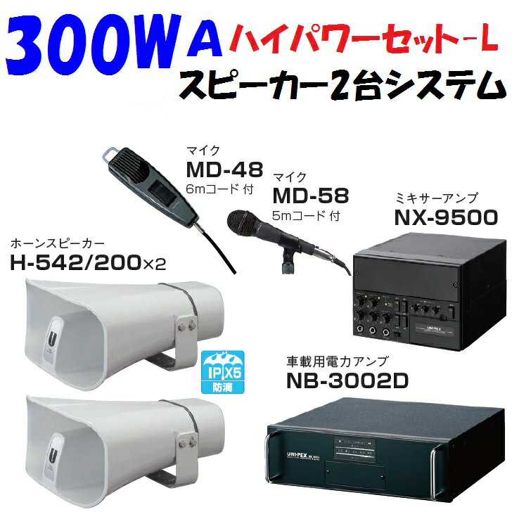 突然の解散総選挙 補欠選挙に 300W 2スピーカーシステム Aセット 車載 選挙用拡声器 街宣車