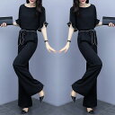 セットアップ 2点セット フォーマル ママスーツ パンツスーツ レディース ワイドパンツ パーティードレス ロング パンツ 半袖 大きいサイズ 春 夏 秋 オフィス OL 通勤 着痩せ 卒業式 入学式 セレモニースーツ(4)